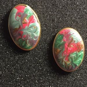 Gold and enamel vintage earrings